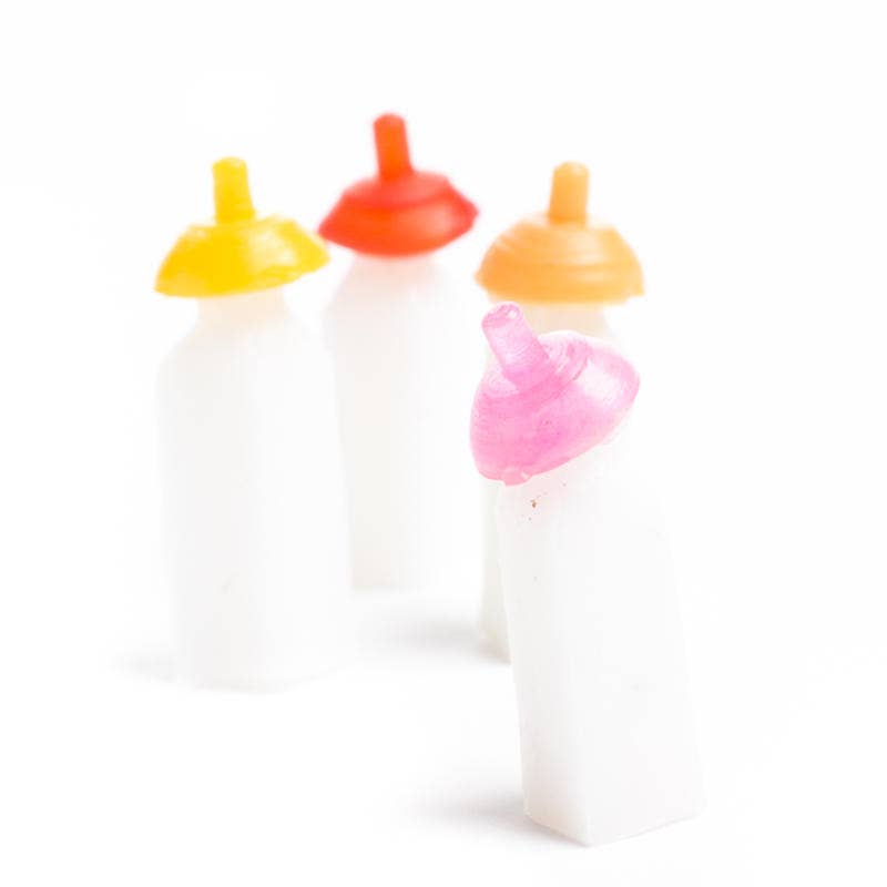 Miniature Plastic Baby Bottles with Lids (Pack of 2)