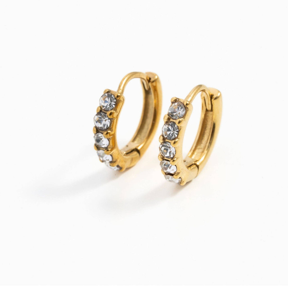 Dainty Gem Hoop Hoop - Hypoallergenic, Flat Back, Girl Gift : Diamond / Pair