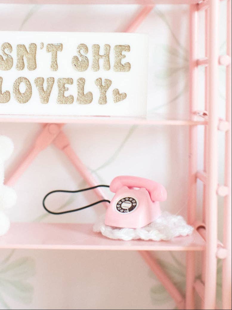 Tabletop Rotary Phone | Pink | Dollhouse Miniature Accessory