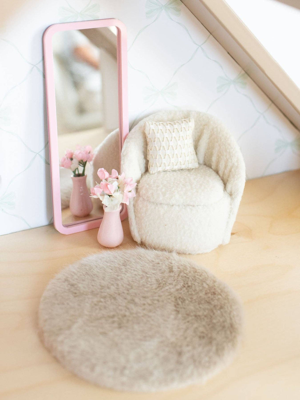 Luxe Plush Rugs | Pink, Blue, Oatmeal, & White | Dollhouse Miniature Wall Accessories & Decor: Dusty Rose