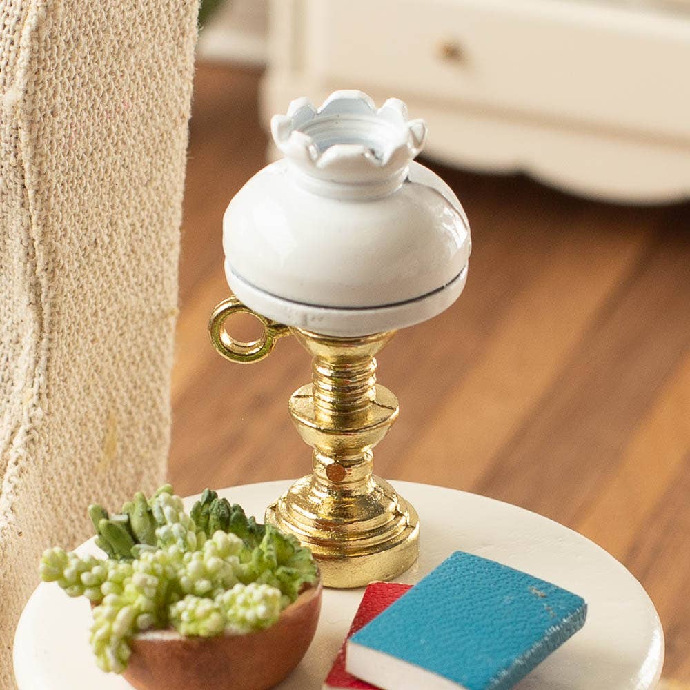 Dollhouse Miniature Metal Hurricane Lamp (1-3/4" x 3/4" Dia)