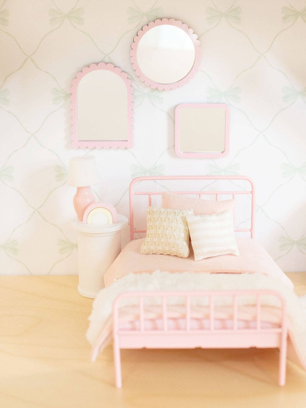 Pretty Pink Table Lamps | Dollhouse Miniature 1:12 Scale: Drum Shade
