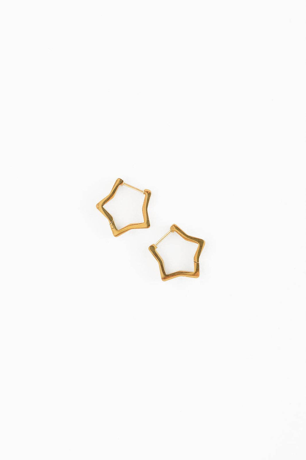 Star Hoop Stud Earrings - Hypoallergenic, Flat Back, Girl : Gold