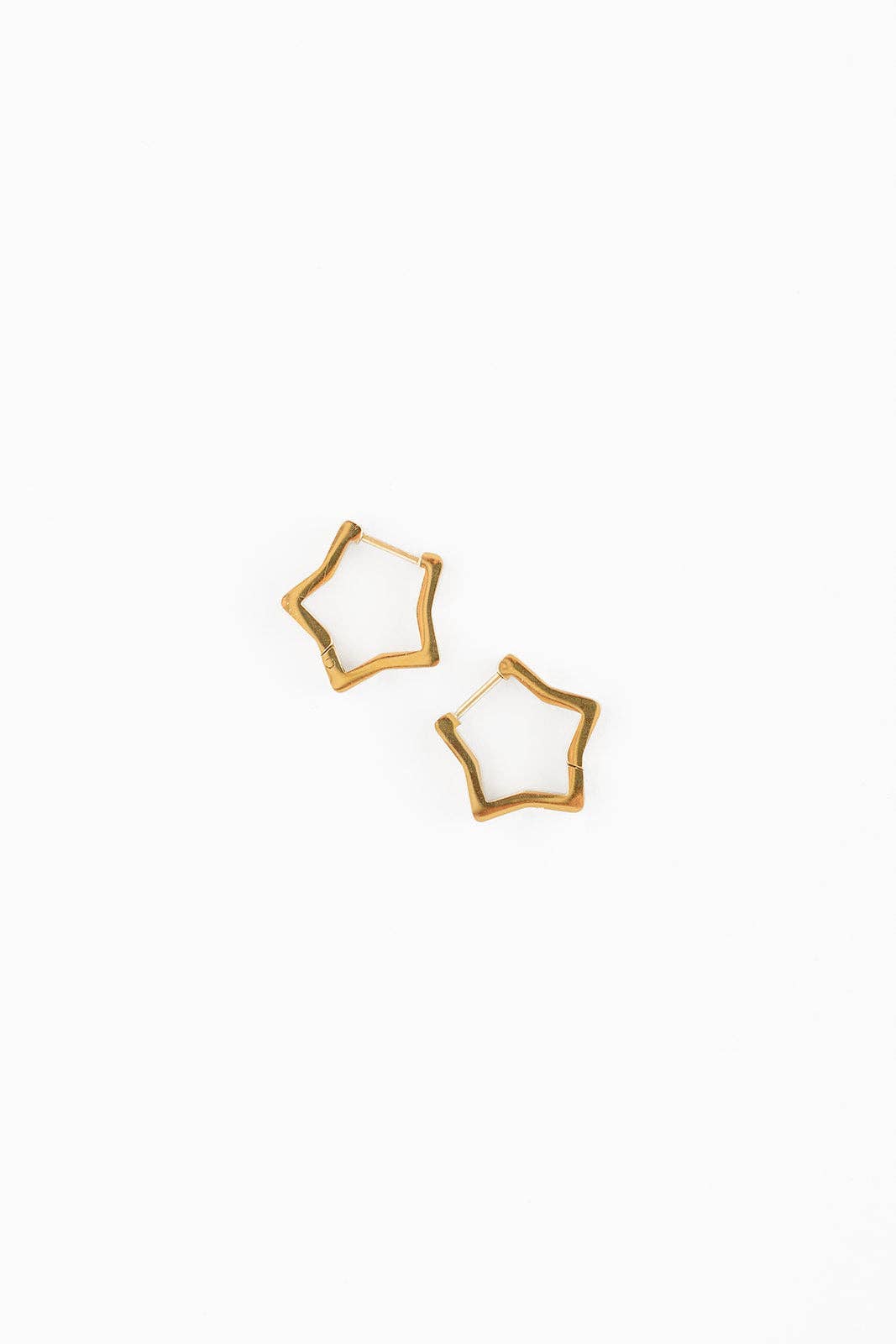 Star Hoop Stud Earrings - Hypoallergenic, Flat Back, Girl : Gold