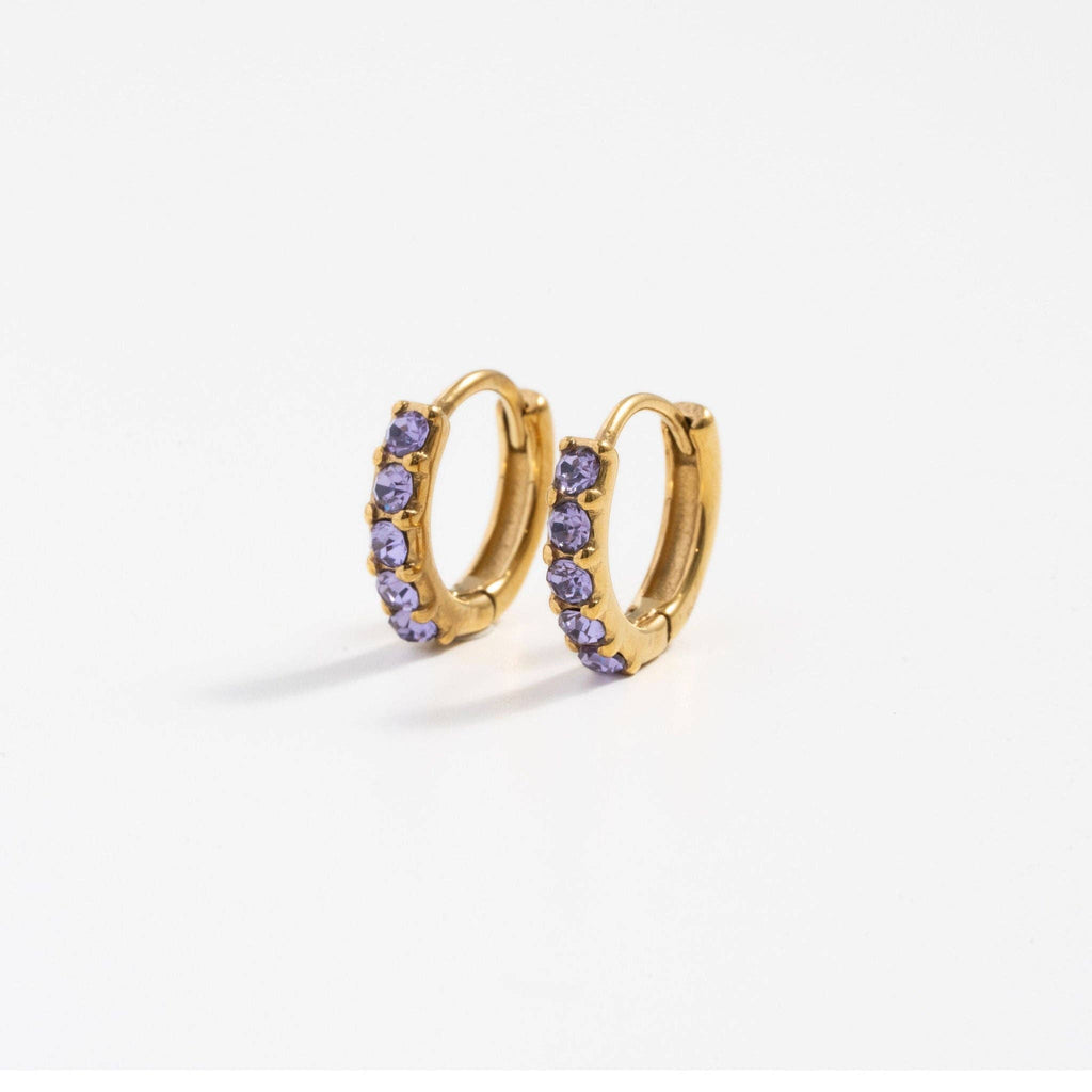 Dainty Gem Hoop Hoop - Hypoallergenic, Flat Back, Girl Gift : Diamond / Pair