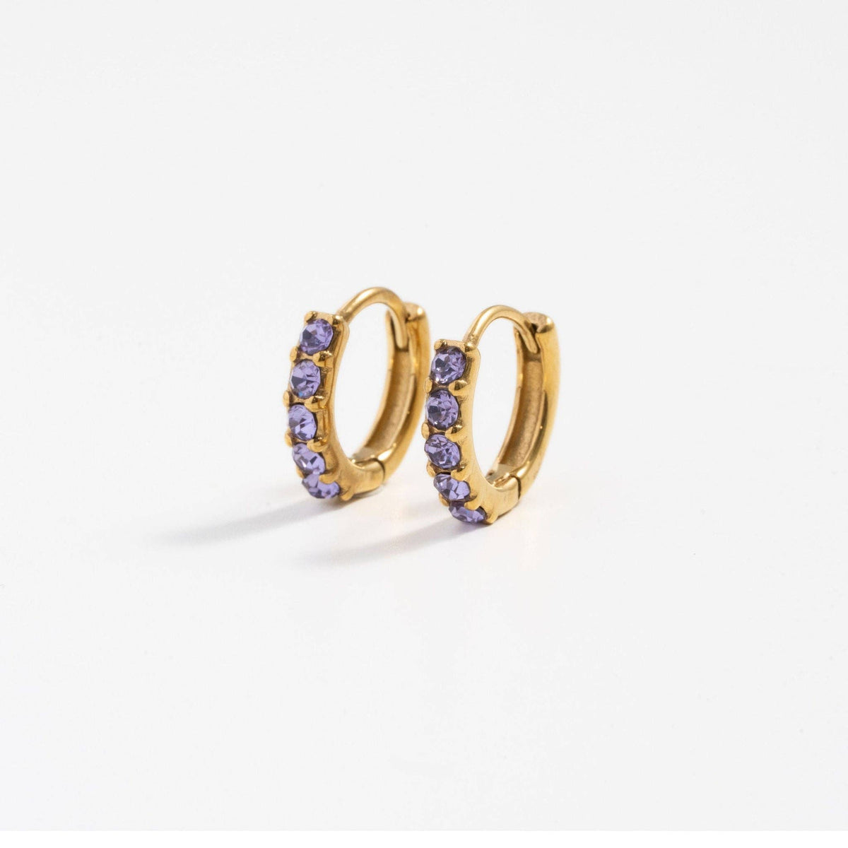 Dainty Gem Hoop Hoop - Hypoallergenic, Flat Back, Girl Gift : Diamond / Pair