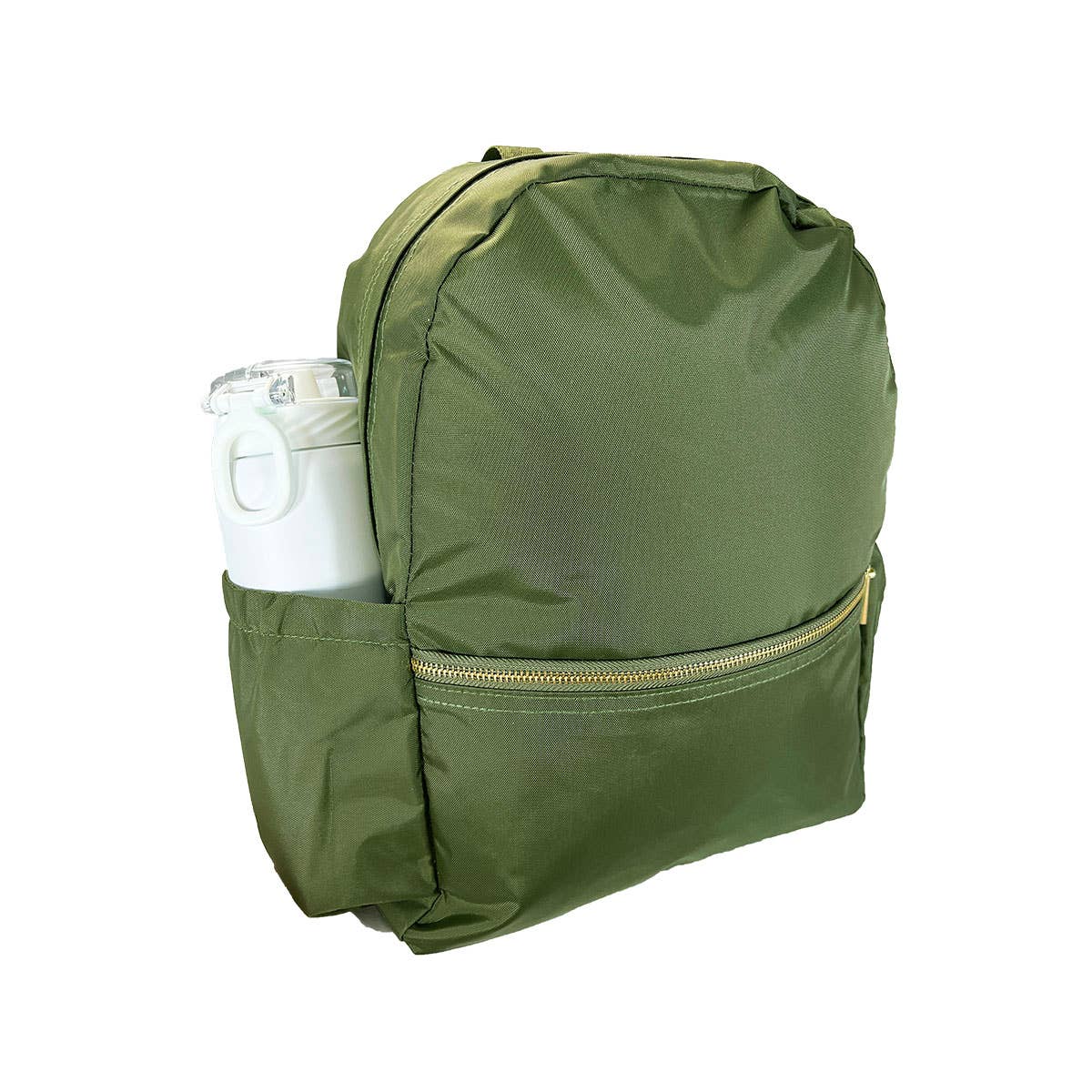 Olive Nylon Medium Backpack w/ Pocket  | Mint