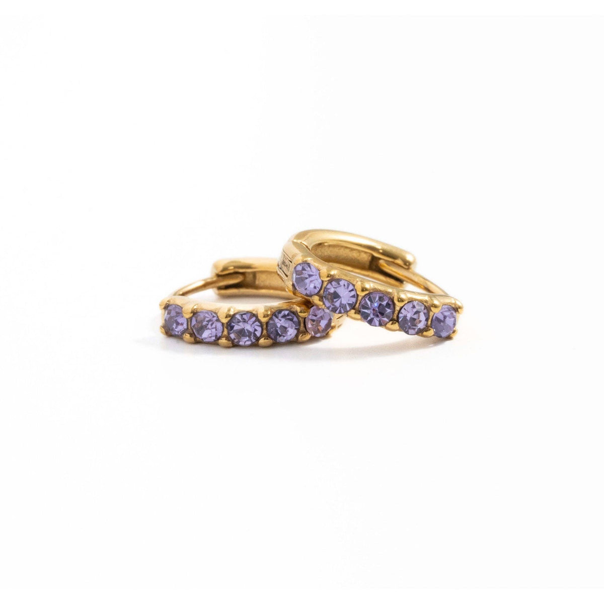 Dainty Gem Hoop Hoop - Hypoallergenic, Flat Back, Girl Gift : Diamond / Pair