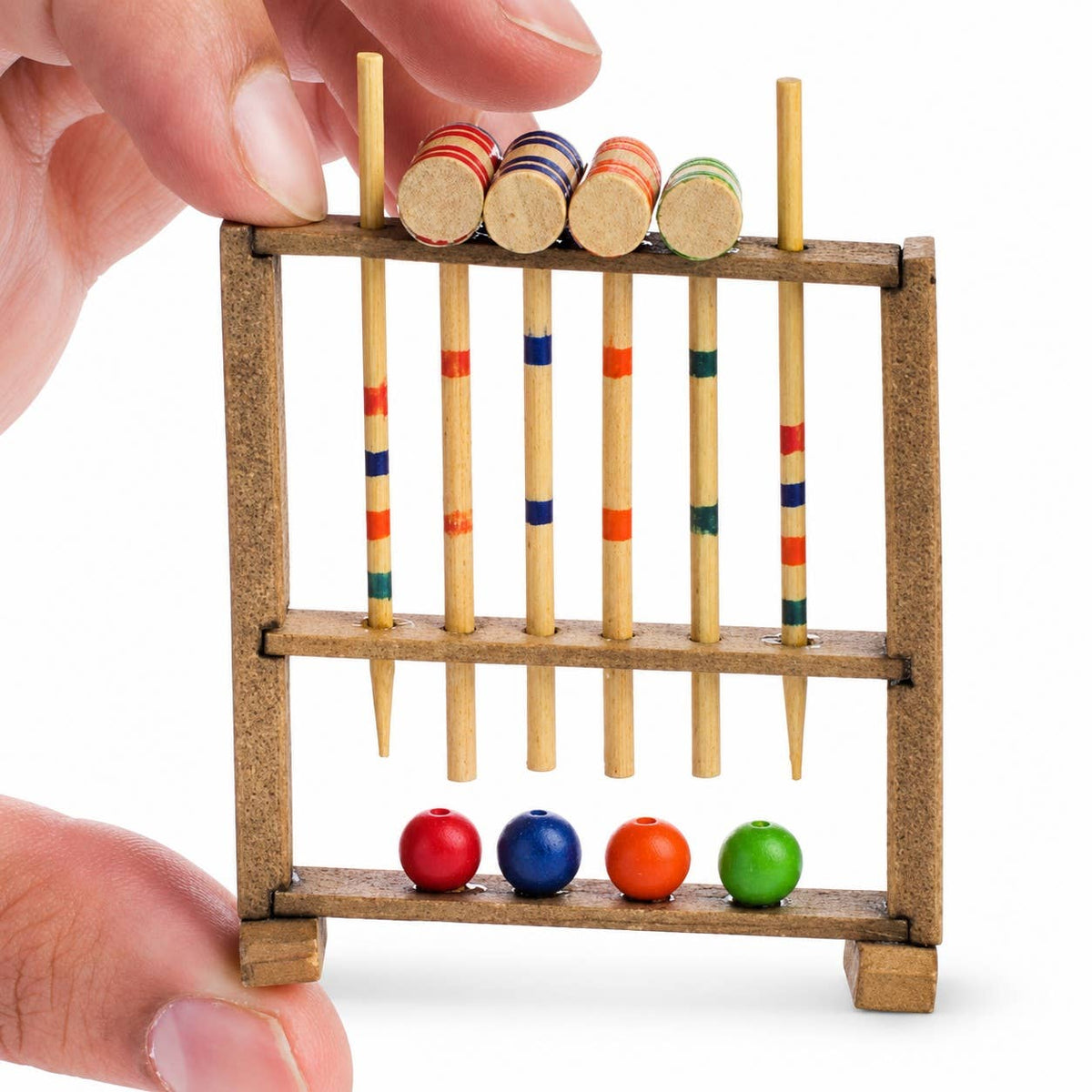 Miniature Old Fashion Wood Croquet Set - 2" W x 2-3/4" H