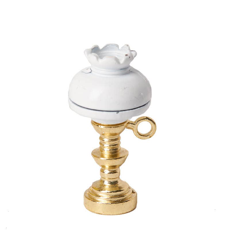 Dollhouse Miniature Metal Hurricane Lamp (1-3/4" x 3/4" Dia)