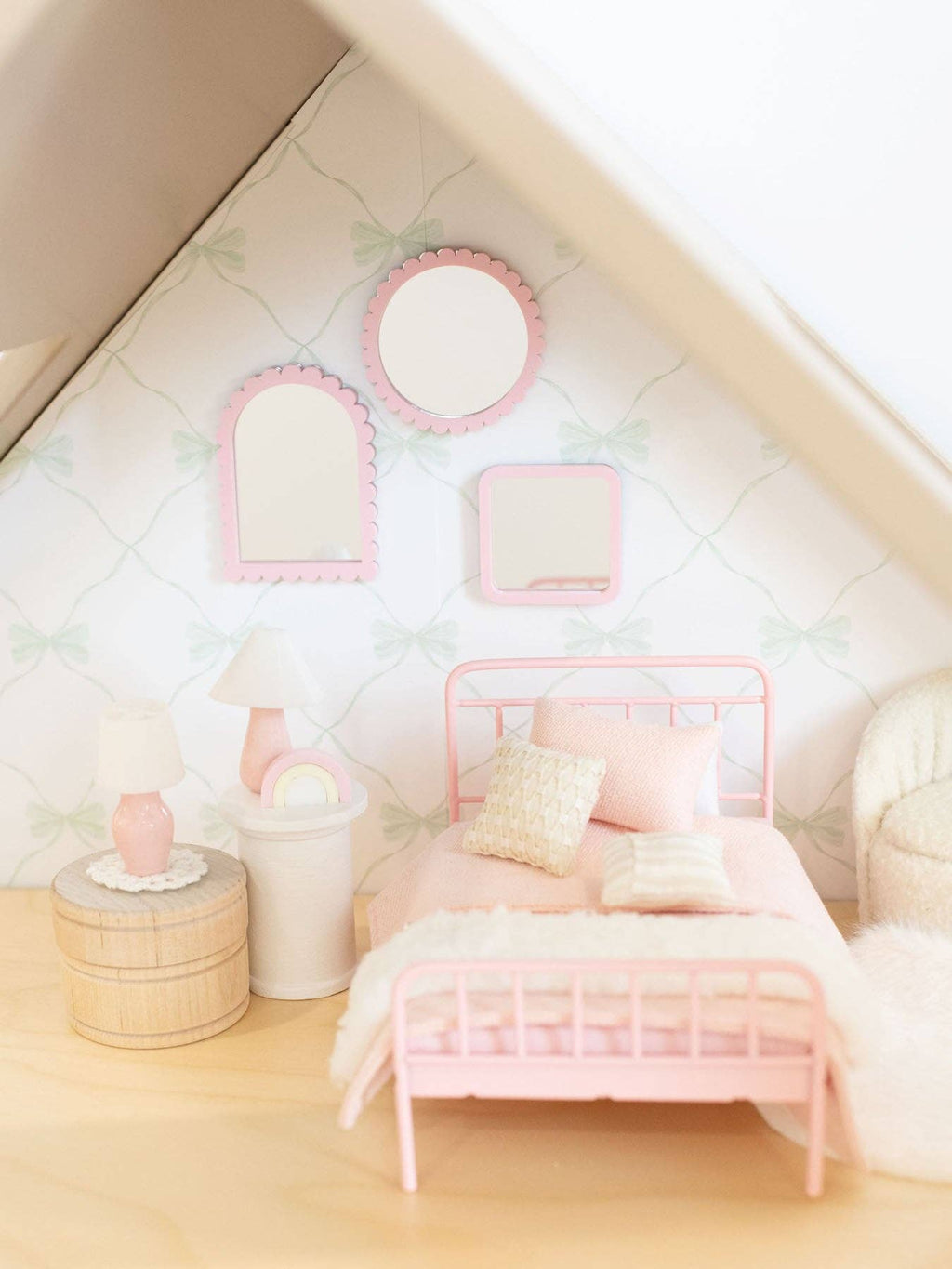 Pretty Pink Table Lamps | Dollhouse Miniature 1:12 Scale: Drum Shade