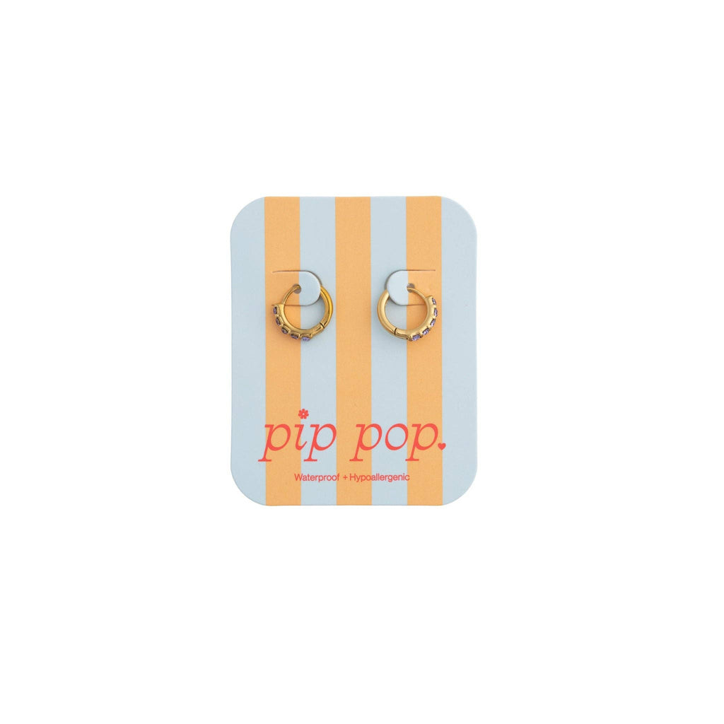 Dainty Gem Hoop Hoop - Hypoallergenic, Flat Back, Girl Gift : Diamond / Pair