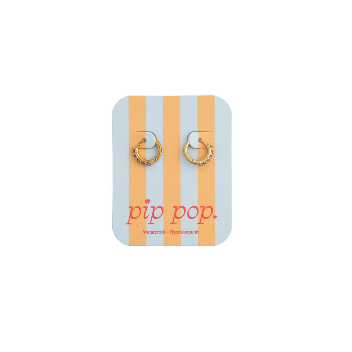 Dainty Gem Hoop Hoop - Hypoallergenic, Flat Back, Girl Gift : Diamond / Pair