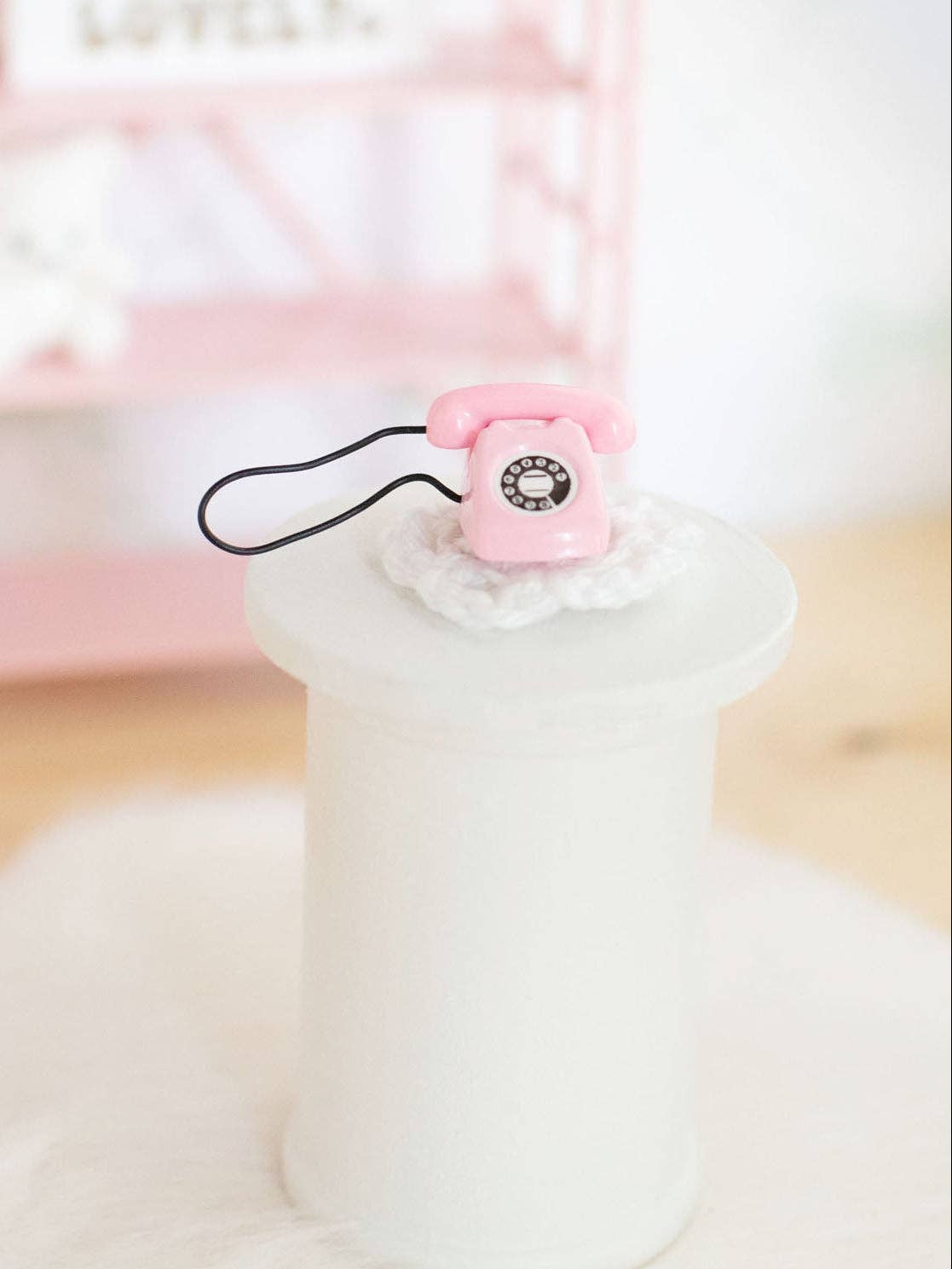 Tabletop Rotary Phone | Pink | Dollhouse Miniature Accessory