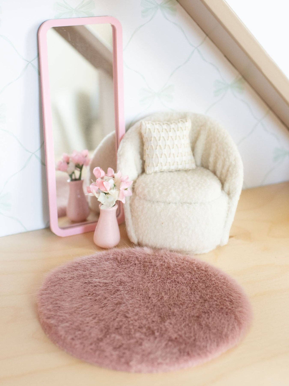 Luxe Plush Rugs | Pink, Blue, Oatmeal, & White | Dollhouse Miniature Wall Accessories & Decor: Dusty Rose