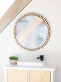 Dollhouse Round Beaded Mirror | Natural Wood