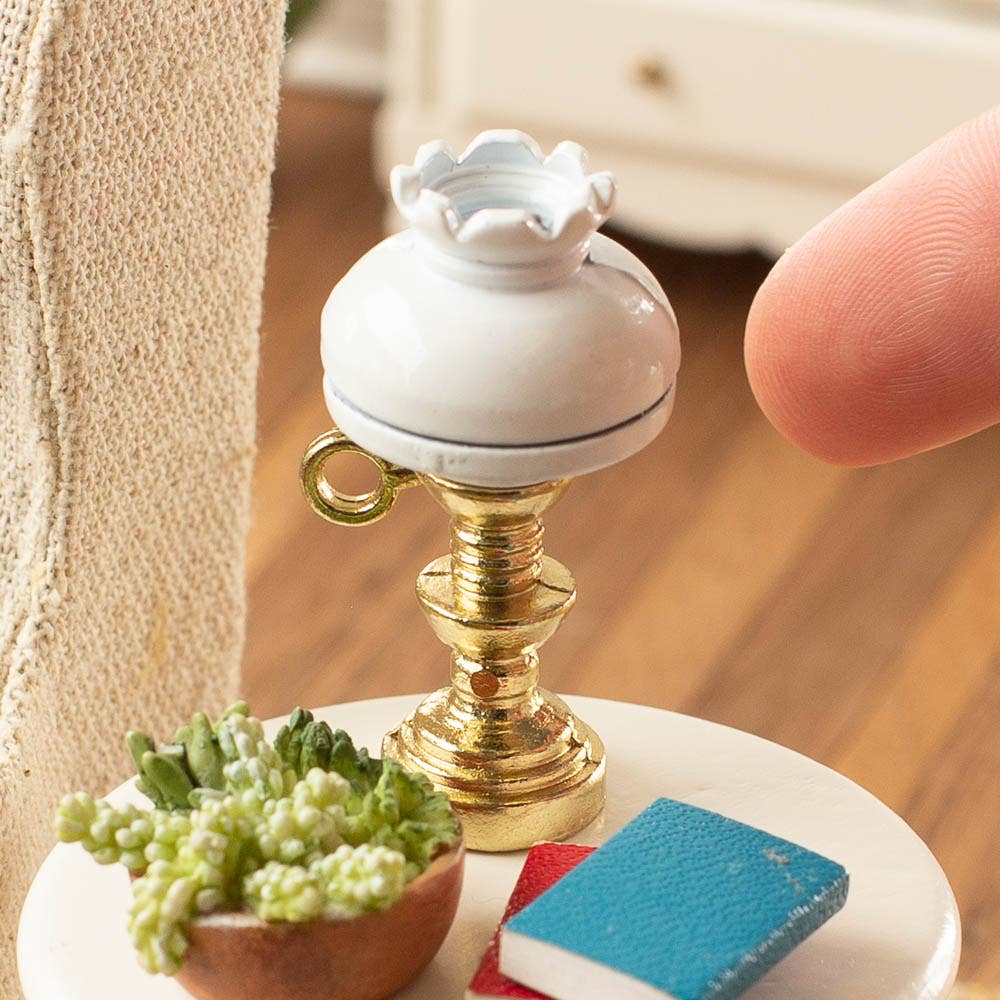 Dollhouse Miniature Metal Hurricane Lamp (1-3/4" x 3/4" Dia)