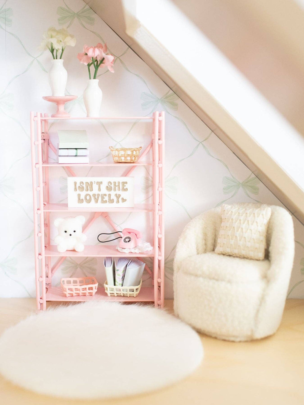 Tabletop Rotary Phone | Pink | Dollhouse Miniature Accessory