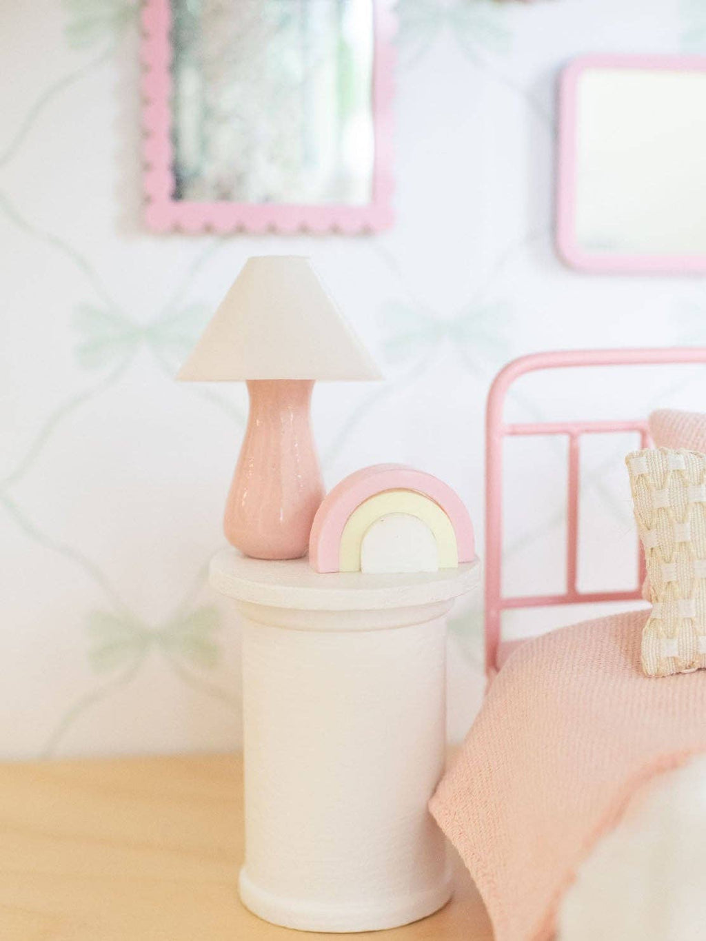 Pretty Pink Table Lamps | Dollhouse Miniature 1:12 Scale: Drum Shade
