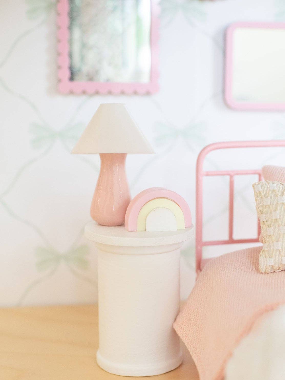Pretty Pink Table Lamps | Dollhouse Miniature 1:12 Scale: Drum Shade