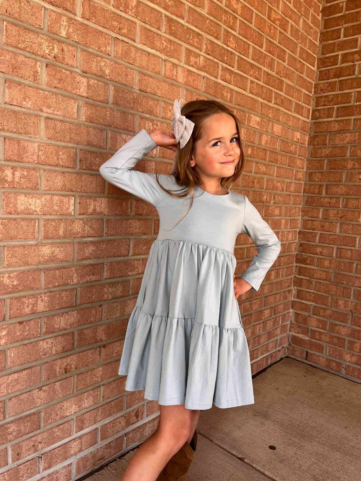 Gwendolyn Twirl Dress in Dusty Blue