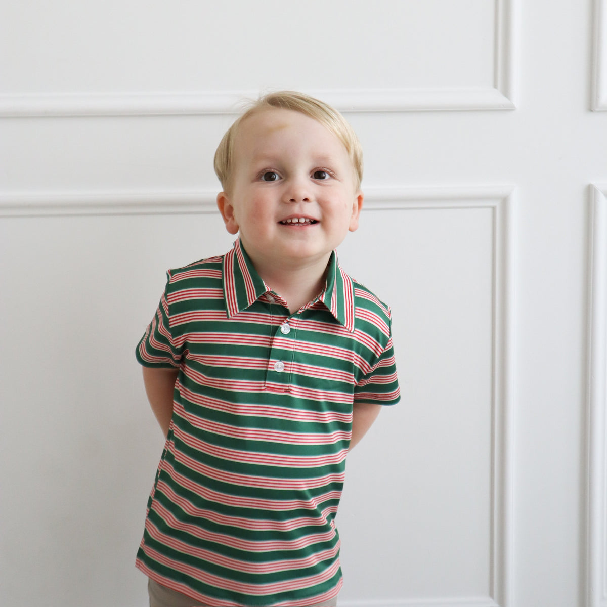 kyle polo in red + green stripe
