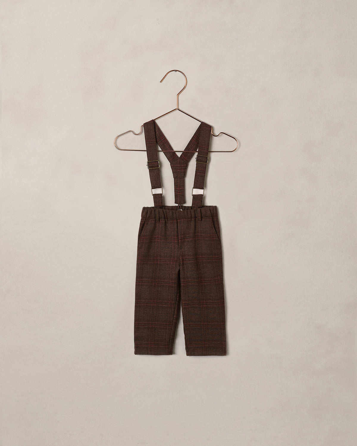 suspender pant in heathered plaid