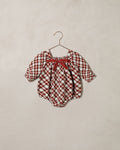 annette romper in holiday tartan