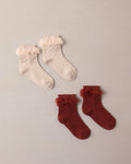 ruffle socks in pearl & ruby