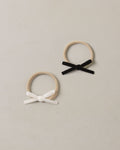 baby bow headband in black & ivory