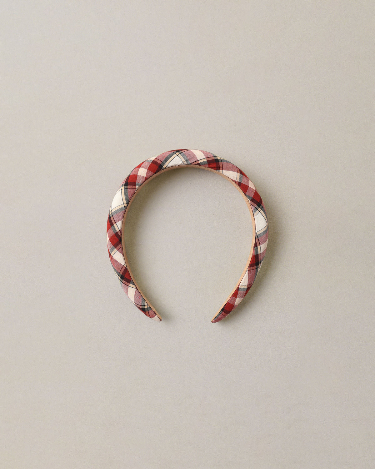 padded headband in holiday tartan