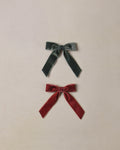 velvet bows set in green & ruby
