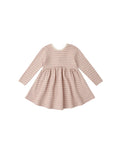 Ribbed Long Sleeve Dress ll Dusty Rose Microstripe