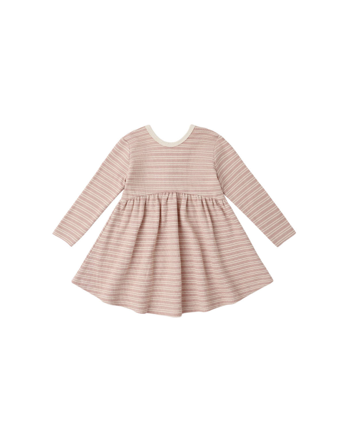 Ribbed Long Sleeve Dress ll Dusty Rose Microstripe
