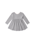 Ribbed Long Sleeve Dress ll Slate Microstripe