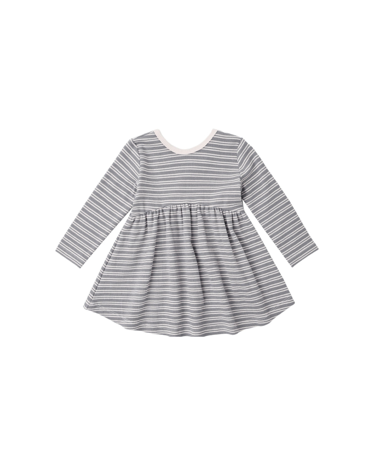 Ribbed Long Sleeve Dress ll Slate Microstripe