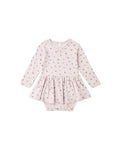 pointelle skirted bodysuit in heart ditsy