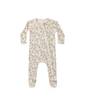 bamboo zip footie in holiday floral