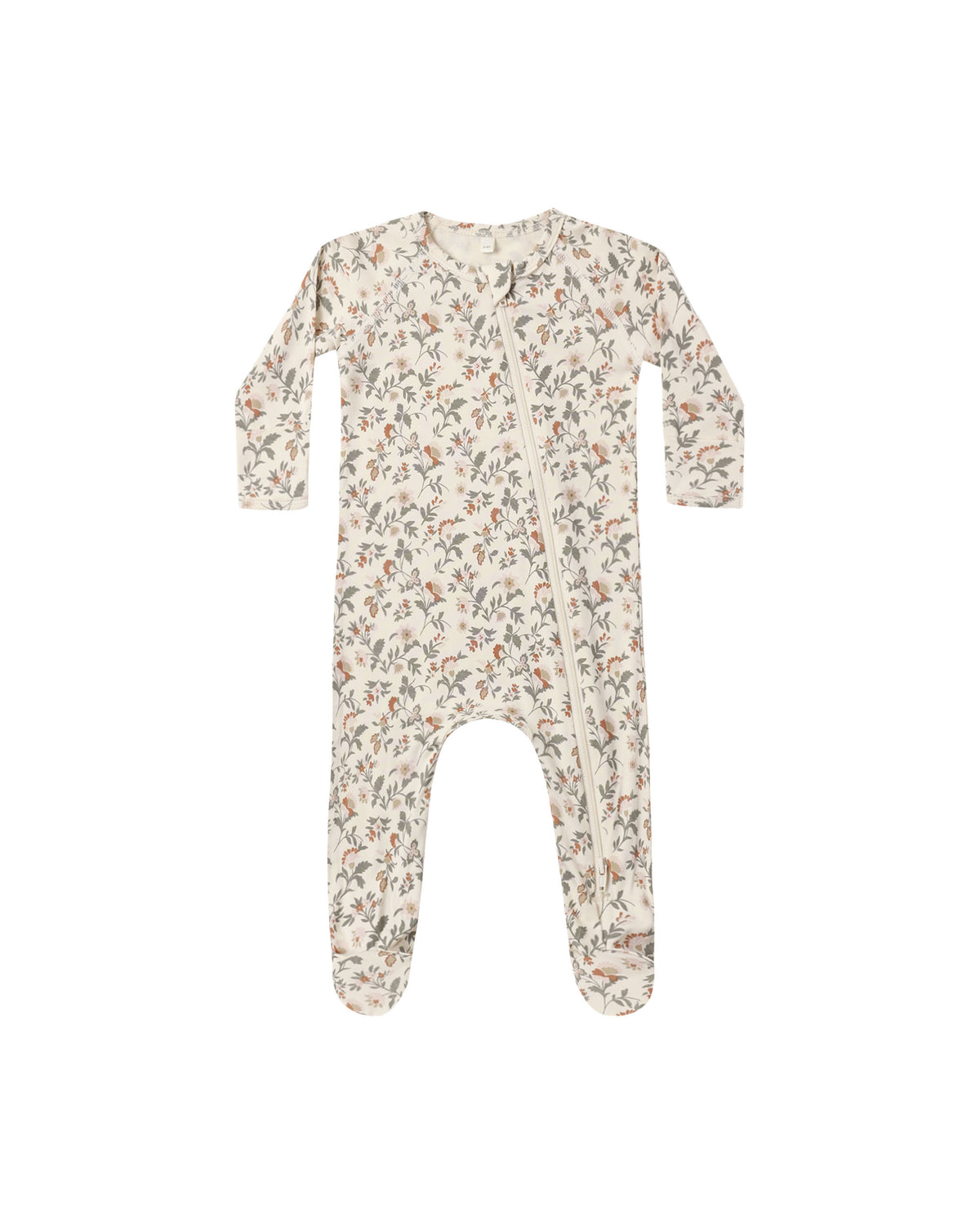 bamboo zip footie in holiday floral