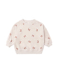 velour relaxed sweatshirt in red bows