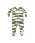 hidden snap footie in spruce stripe