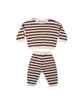 waffle slouch set in black cherry stripe
