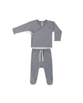 Wrap Top + Footed Pant Set ll Slate