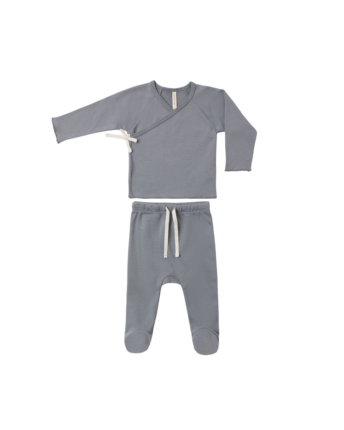 Wrap Top + Footed Pant Set ll Slate