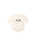 crewneck bubble romper in baby bat