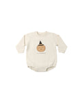 crewneck bubble romper in lil pumpkin