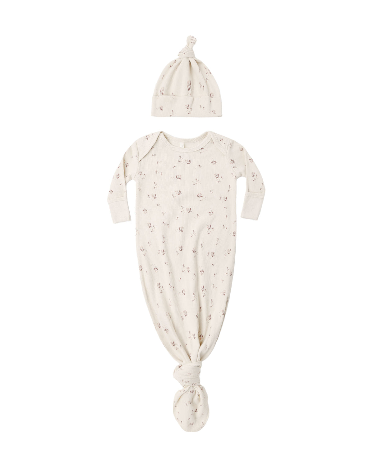 knotted baby gown + hat set ll fall ditsy - one size