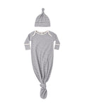 Knotted Baby Gown + Hat Set ll Slate Microstripe - one size