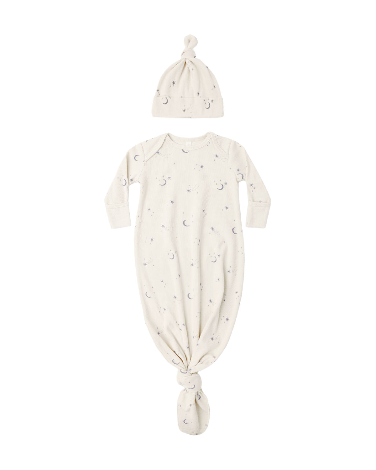 Knotted Baby Gown + Hat Set ll Celestial - one size