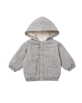 hooded woven jacket in midnight gingham